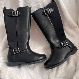 2 for $20 | Girls Knee High Black Boots Size 7 | Equestrian Style Leather Look